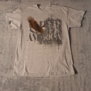 United States Of America Bald Eagle Vintage Graphic T-Shirt Gray 90s Size Medium